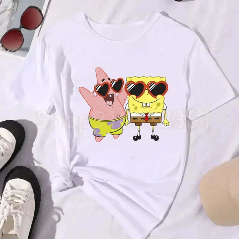SpongeBob White T-Shirt - Holiday Fashion (Glasses)