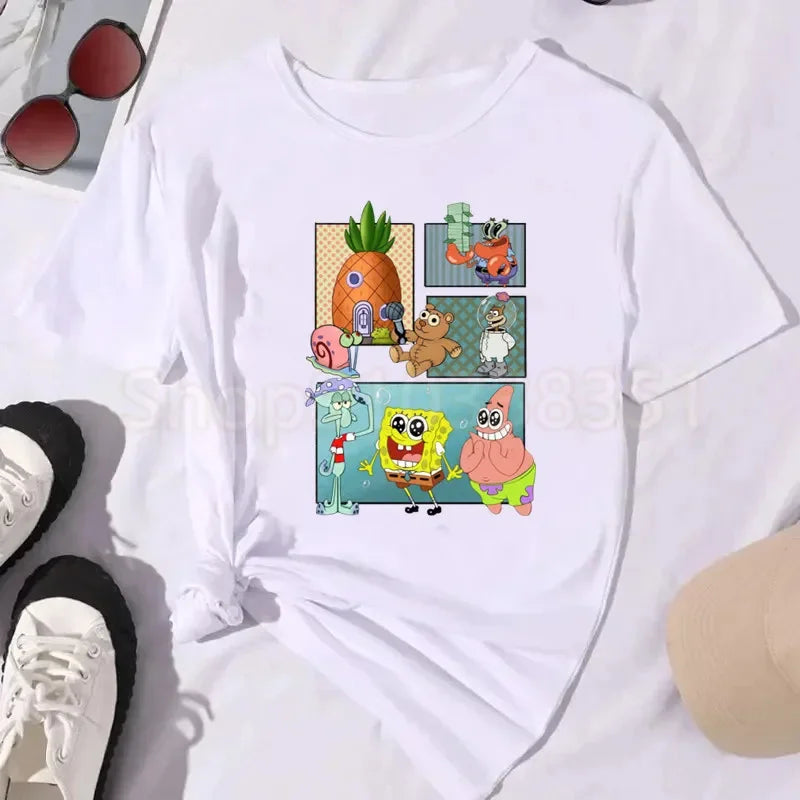 SpongeBob White T-Shirt - Pineapple Scene (Vertical)