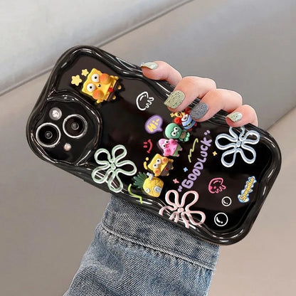 SpongeBob Case - Black Silicone with Flowers
