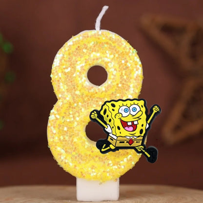 SpongeBob Birthday Candle - Glitter Number