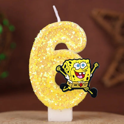SpongeBob Birthday Candle - Glitter Number