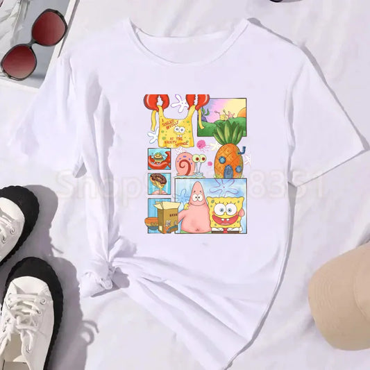 SpongeBob White T-Shirt - Comic Strip (Collage)