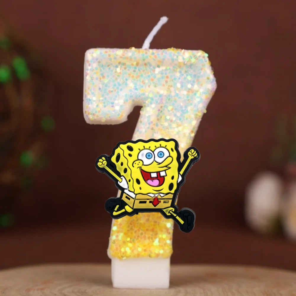 SpongeBob Birthday Candle - Glitter Number