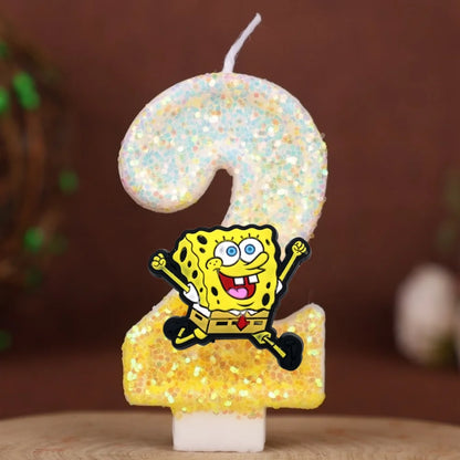 SpongeBob Birthday Candle - Glitter Number