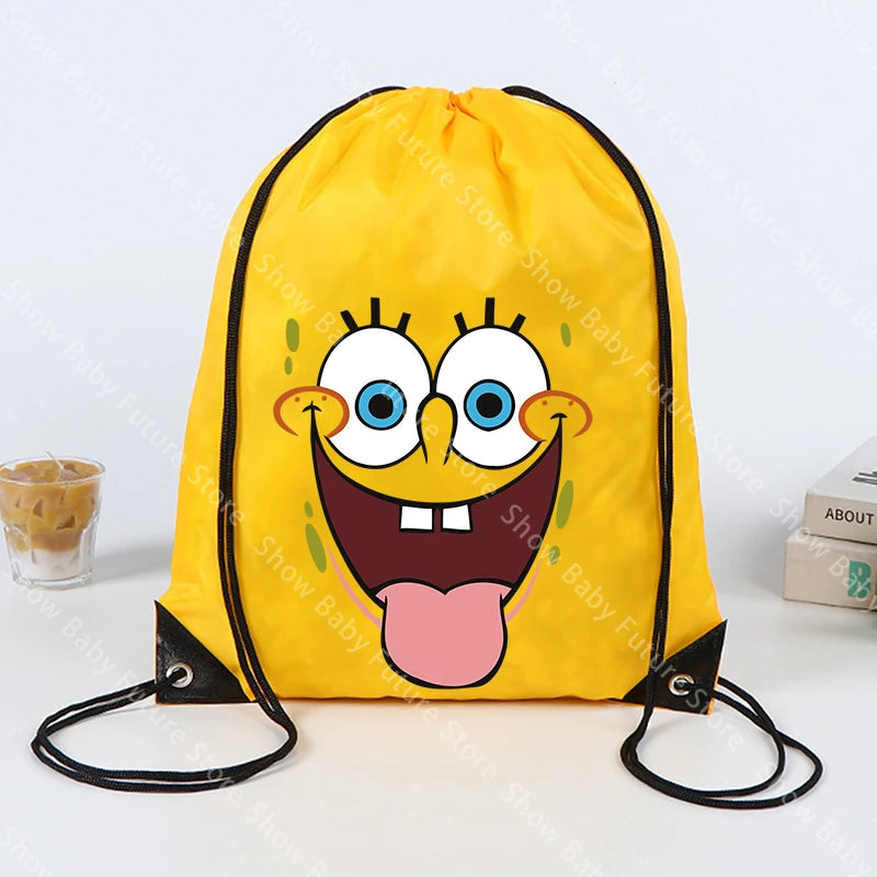 SpongeBob SquarePants Backpack - Yellow Drawstring Gym Bag