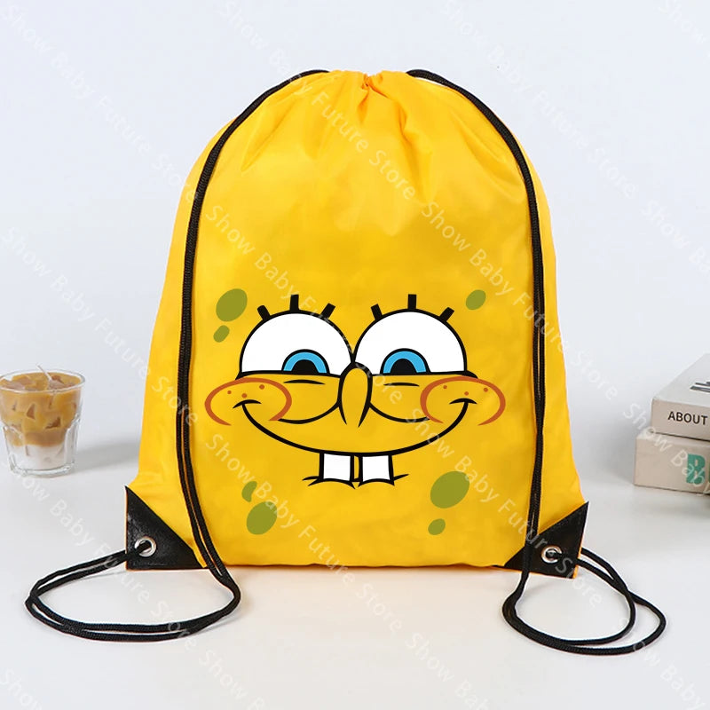 SpongeBob SquarePants Backpack - Yellow Drawstring Gym Bag