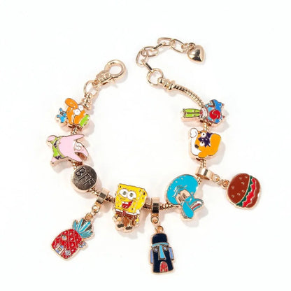 SpongeBob Curb Chain Bracelet - Gold Charms