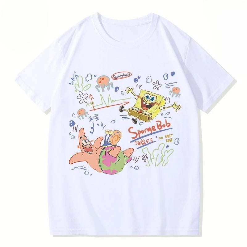 T-shirt blanc Bob l'Éponge : les amis de Bikini Bottom