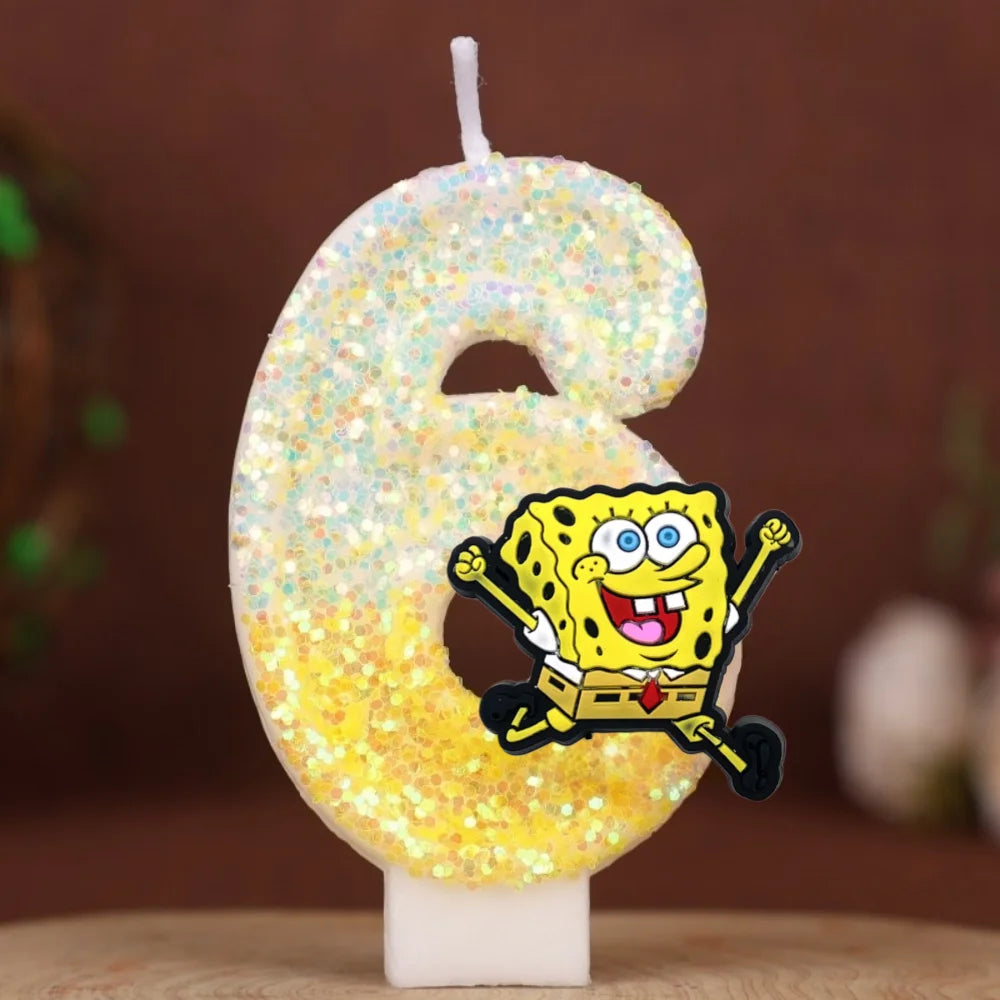 SpongeBob Birthday Candle - Glitter Number