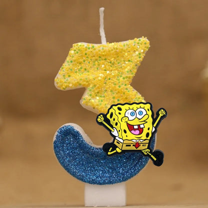 SpongeBob Birthday Candle - Glitter Number