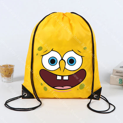 SpongeBob SquarePants Backpack - Yellow Drawstring Gym Bag