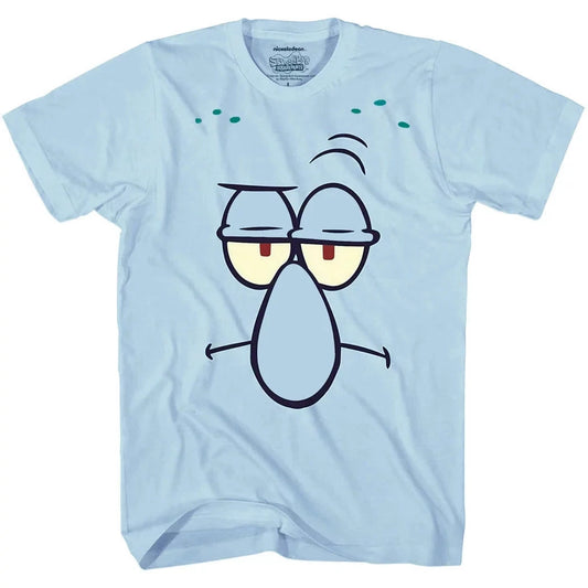 SpongeBob SquarePants Cotton T-Shirt - Grumpy Squidward Face (Blue)