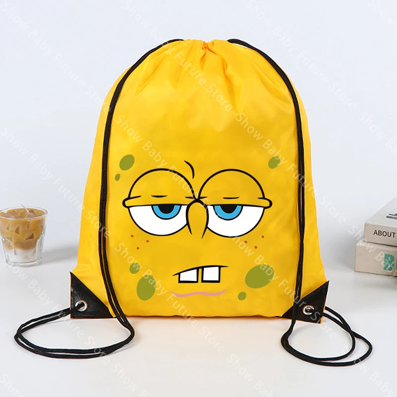 SpongeBob SquarePants Backpack - Yellow Drawstring Gym Bag