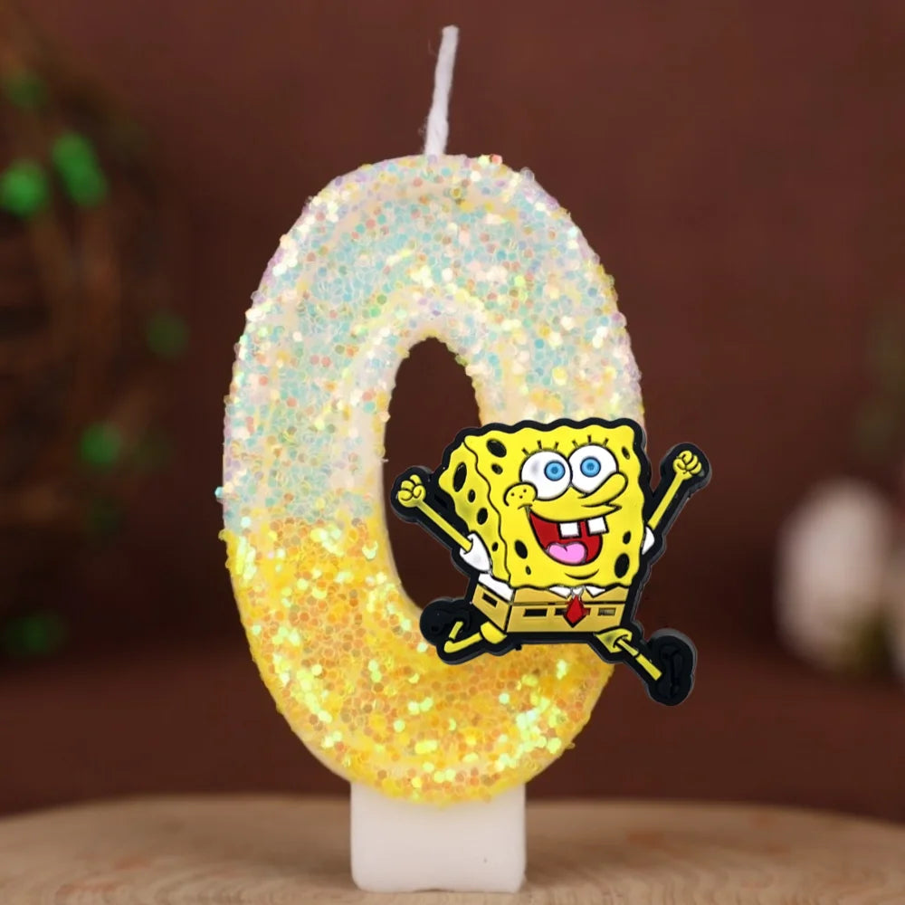 SpongeBob Birthday Candle - Glitter Number