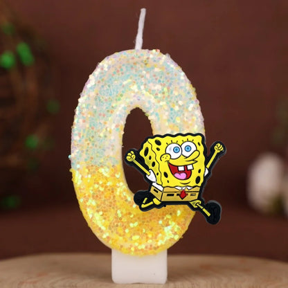 SpongeBob Birthday Candle - Glitter Number