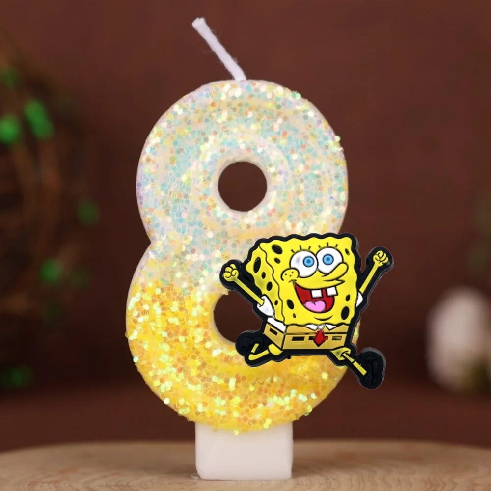 SpongeBob Birthday Candle - Glitter Number