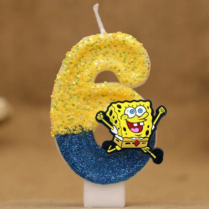 SpongeBob Birthday Candle - Glitter Number