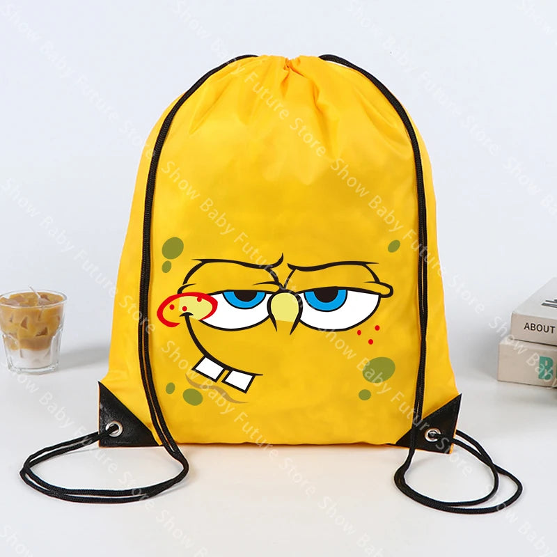 SpongeBob SquarePants Backpack - Yellow Drawstring Gym Bag