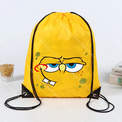 SpongeBob SquarePants Backpack - Yellow Drawstring Gym Bag