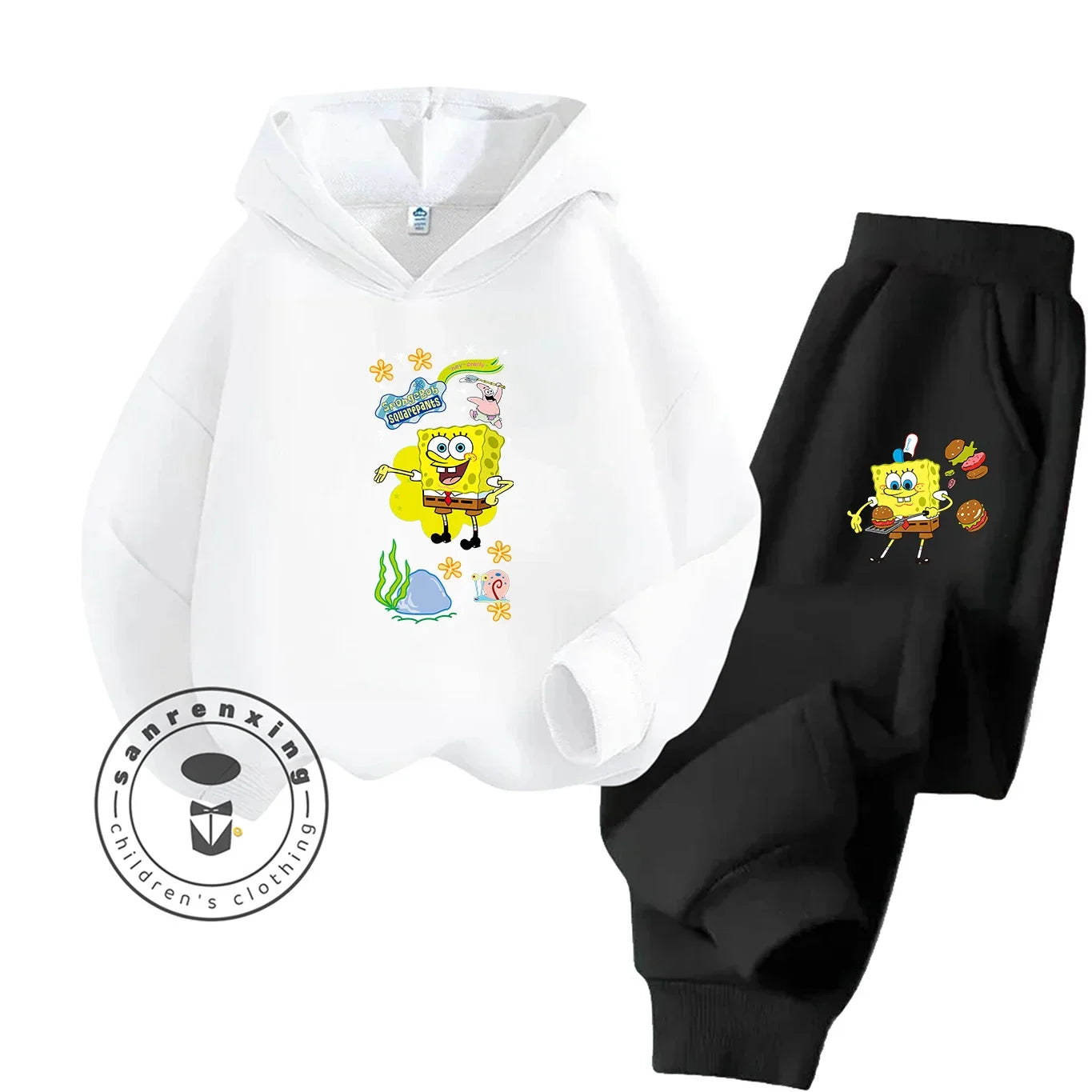 SpongeBob SquarePants Tracksuit Set - White & Grey Trousers