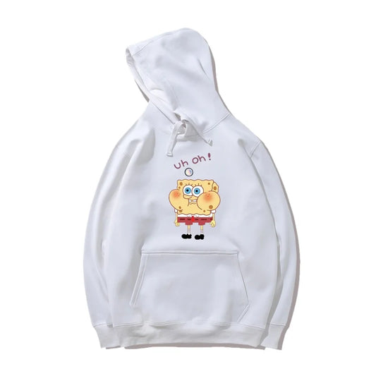 Hoodie blanc Bob l'Éponge : design épuré
