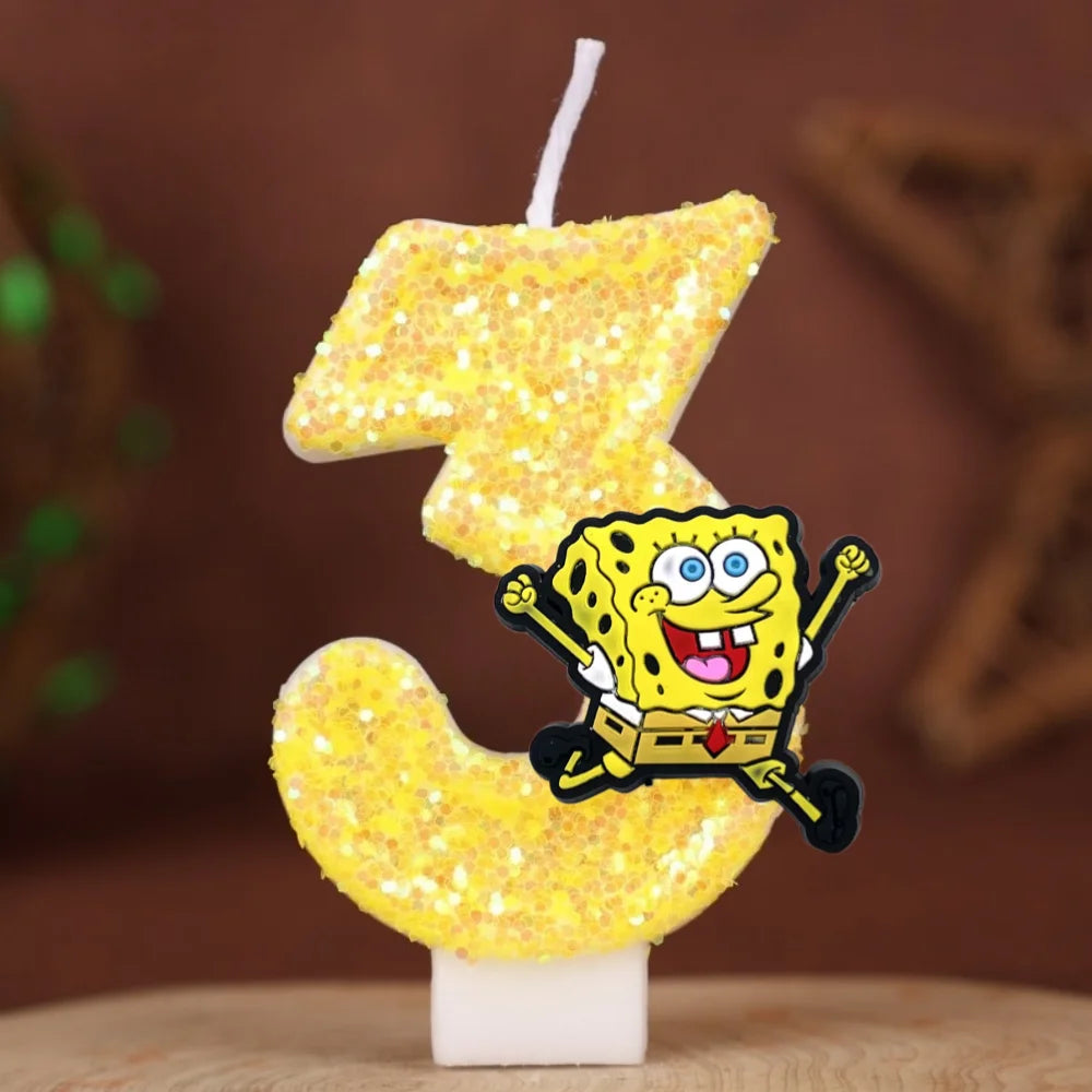 SpongeBob Birthday Candle - Glitter Number