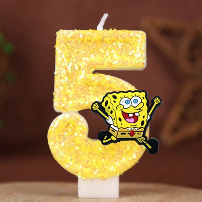 SpongeBob Birthday Candle - Glitter Number