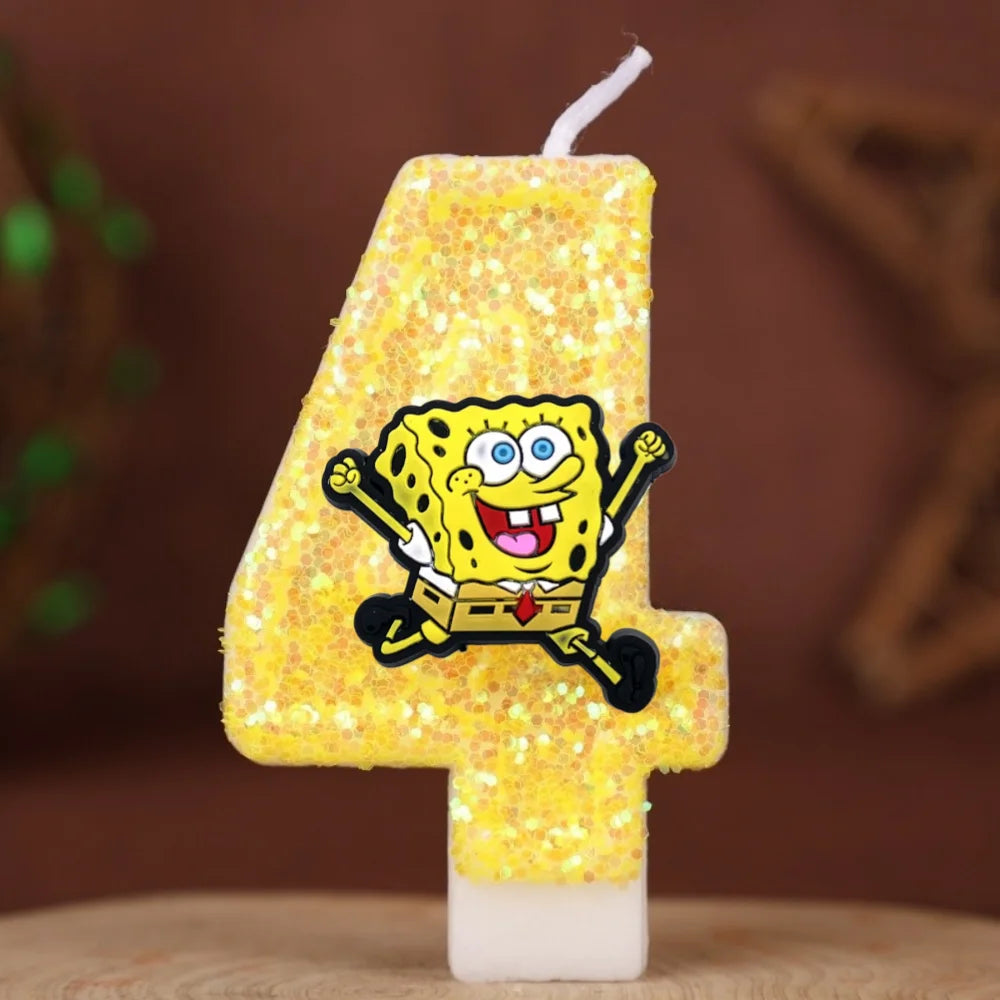 SpongeBob Birthday Candle - Glitter Number