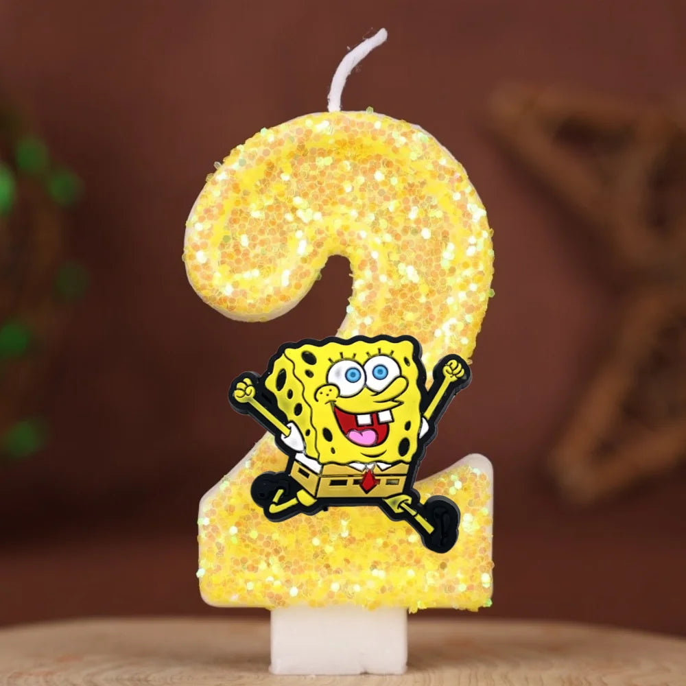 SpongeBob Birthday Candle - Glitter Number