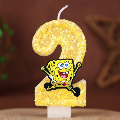 SpongeBob Birthday Candle - Glitter Number