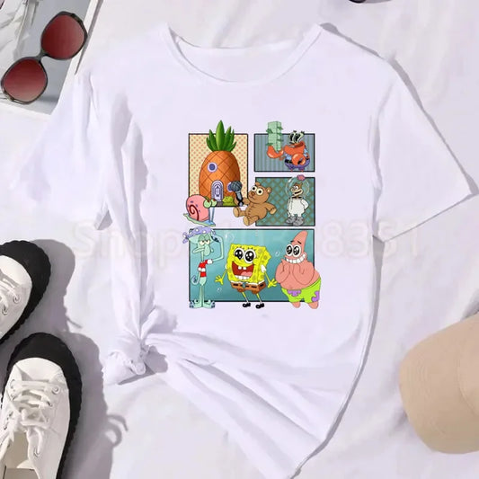 SpongeBob White T-Shirt - Pineapple Scene (Vertical)