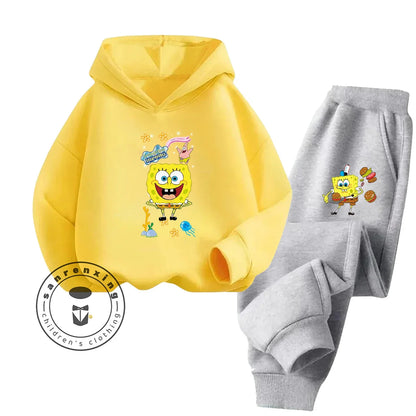 SpongeBob Contrast Set - White & Black Pants
