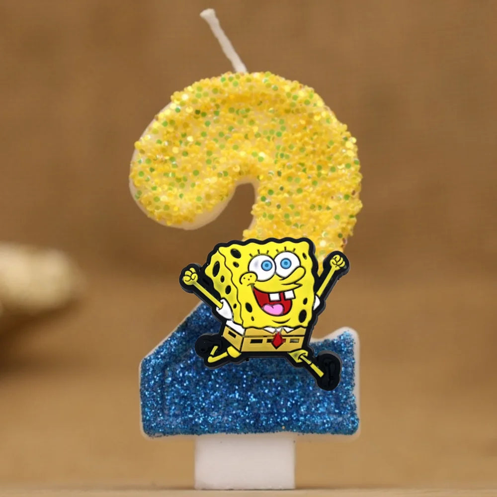 SpongeBob Birthday Candle - Glitter Number