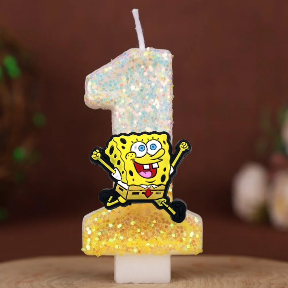 SpongeBob Birthday Candle - Glitter Number