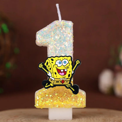 SpongeBob Birthday Candle - Glitter Number