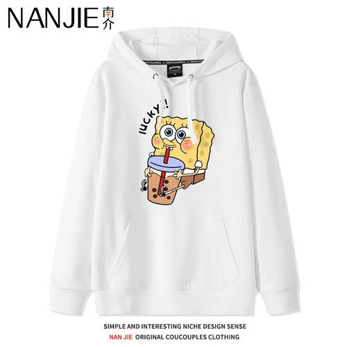 SpongeBob White Hoodie - Bubble Tea Break