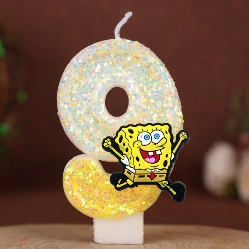 SpongeBob Birthday Candle - Glitter Number