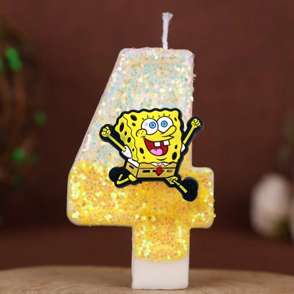 SpongeBob Birthday Candle - Glitter Number