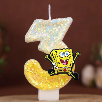 SpongeBob Birthday Candle - Glitter Number