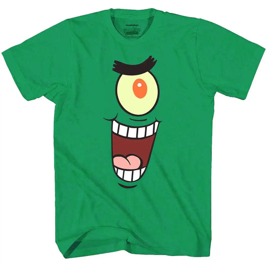 Men's SpongeBob SquarePants T-Shirt - Plankton Face (Green)