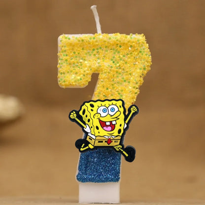 SpongeBob Birthday Candle - Glitter Number