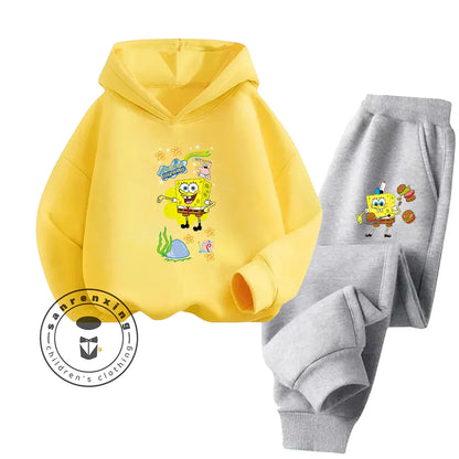 SpongeBob Contrast Set - White & Black Pants
