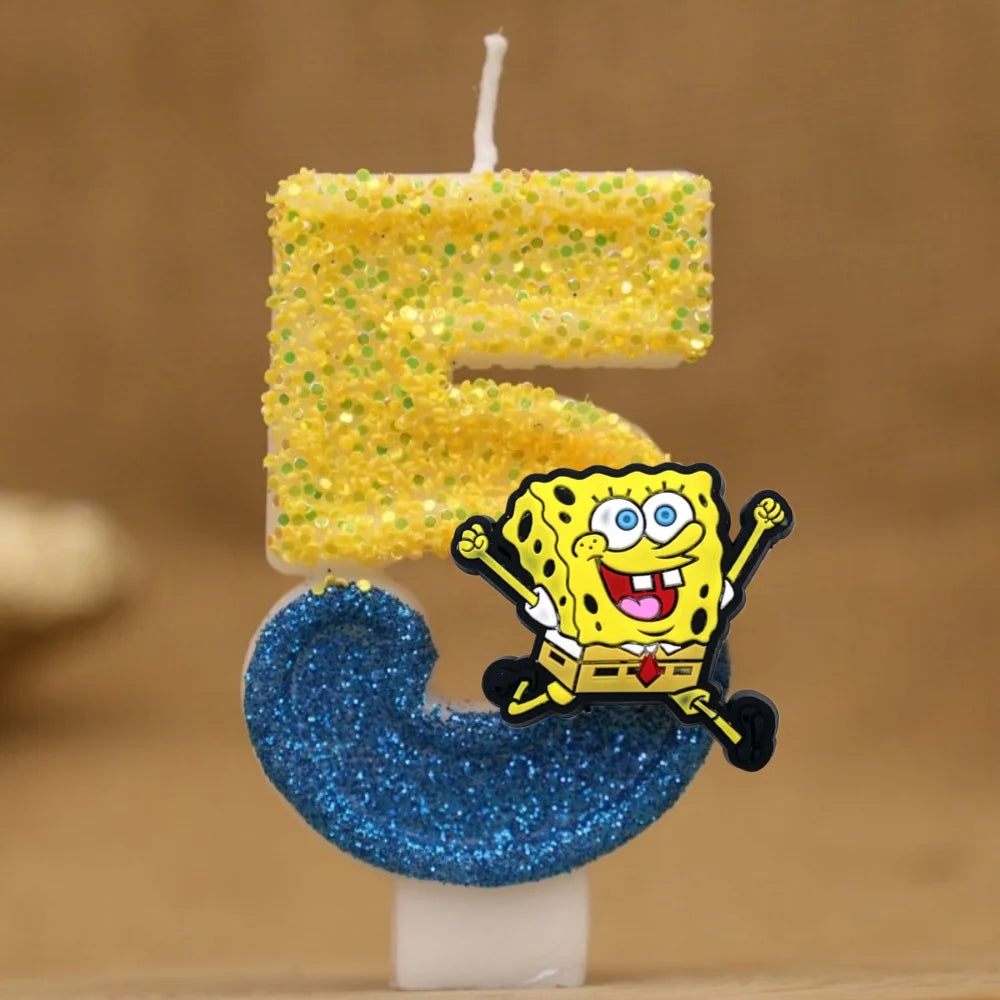 SpongeBob Birthday Candle - Glitter Number