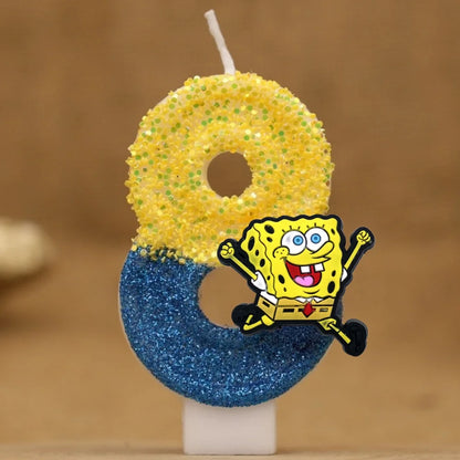 SpongeBob Birthday Candle - Glitter Number