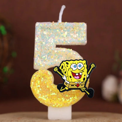 SpongeBob Birthday Candle - Glitter Number