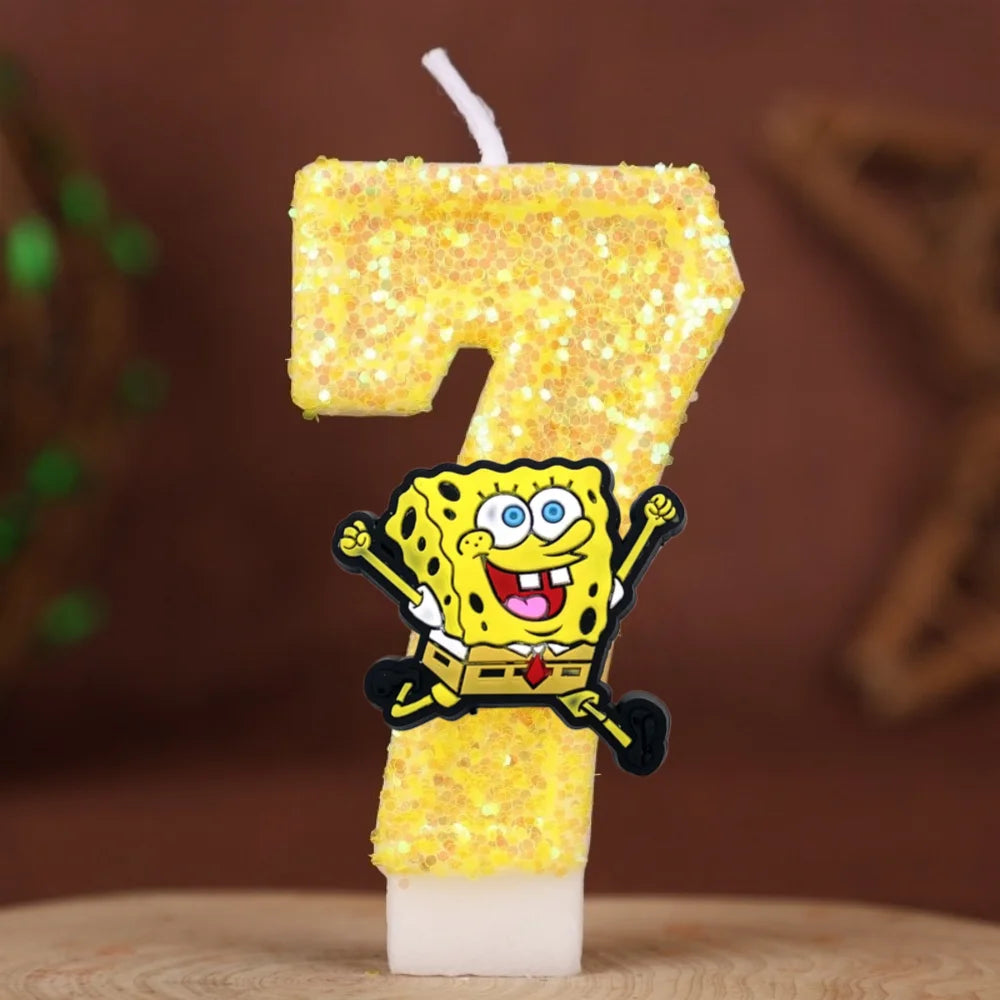 SpongeBob Birthday Candle - Glitter Number