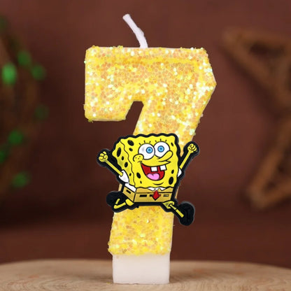 SpongeBob Birthday Candle - Glitter Number