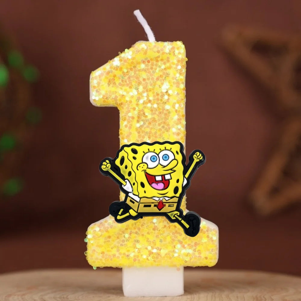 SpongeBob Birthday Candle - Glitter Number