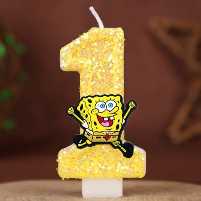 SpongeBob Birthday Candle - Glitter Number