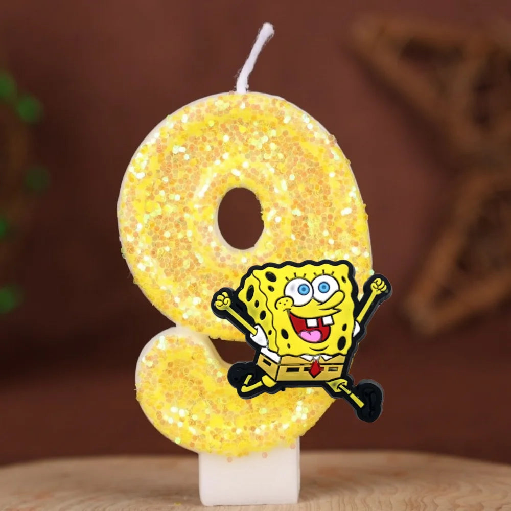 SpongeBob Birthday Candle - Glitter Number